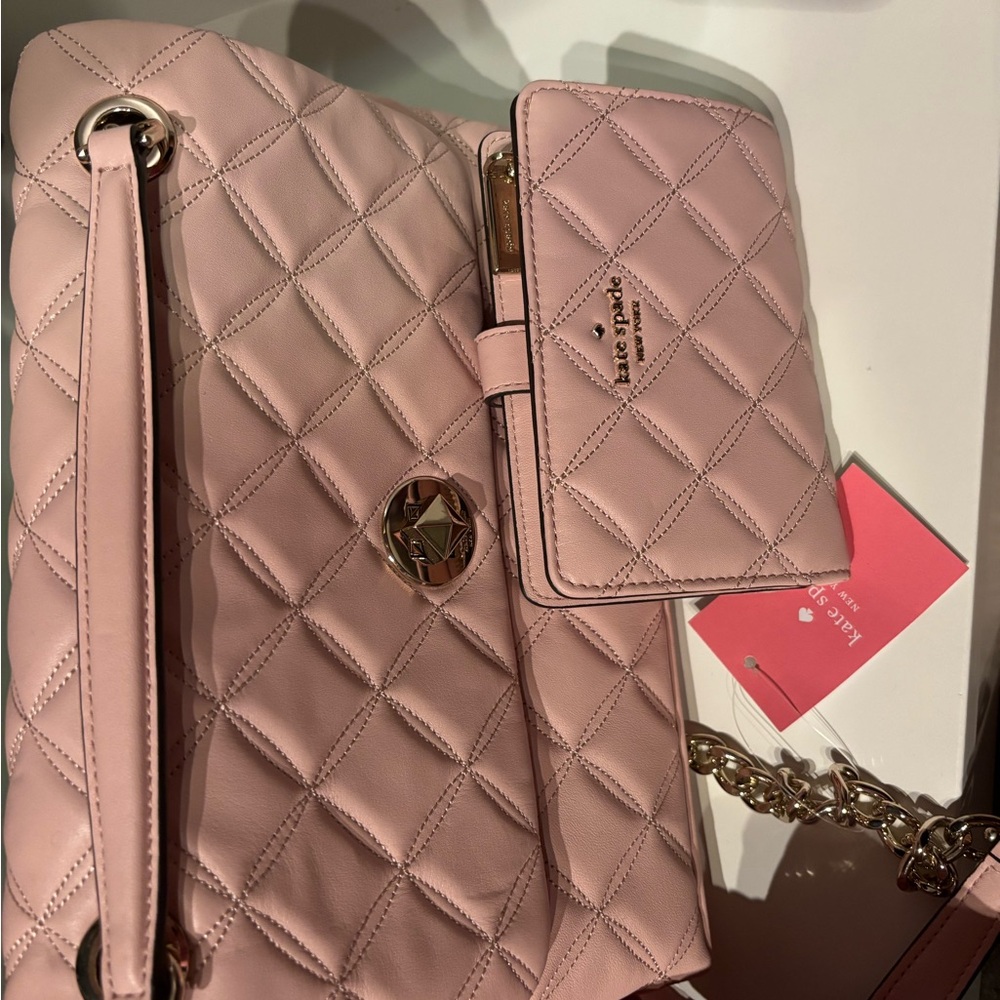 Kate Spade Blush Quilted Shoulder Bag and Wallet Set - NWT